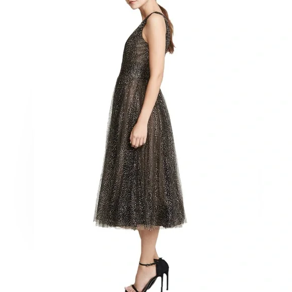 slim fit dress slacks Marchesa Notte Ombre Glitter Tulle Dress Wine Size 6 Sleeveless V-Neck   Celebrity Owned